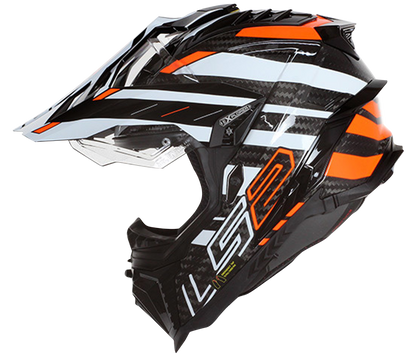 LS2 MX701 CARBON EXPLORER EDGE BLACK FLUO ORANGE