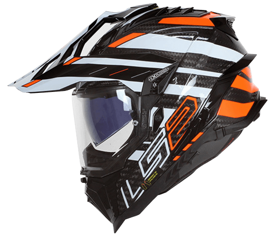 LS2 MX701 CARBON EXPLORER EDGE BLACK FLUO ORANGE