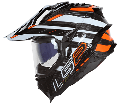 LS2 MX701 CARBON EXPLORER EDGE BLACK FLUO ORANGE