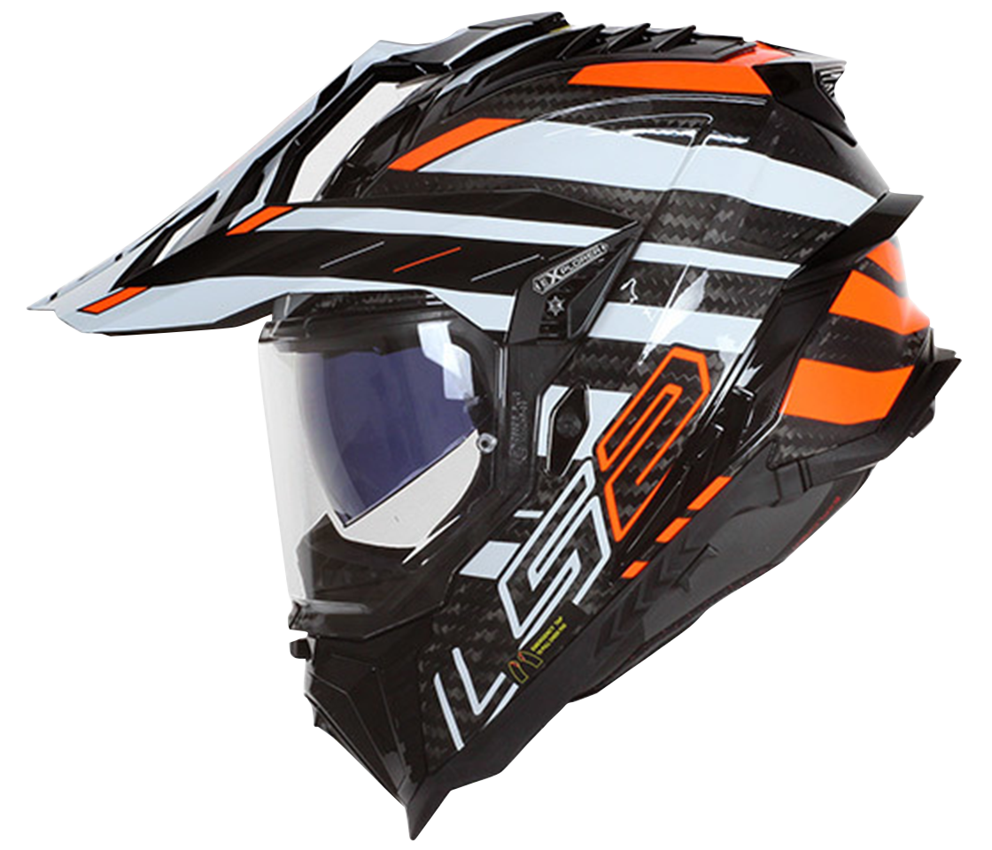 LS2 MX701 CARBON EXPLORER EDGE BLACK FLUO ORANGE