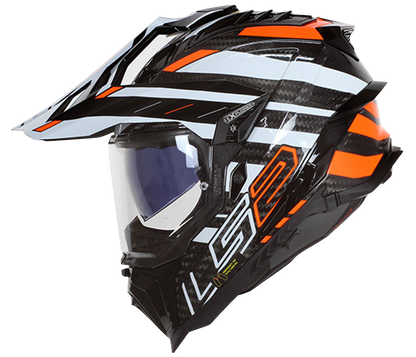 LS2 MX701 CARBON EXPLORER EDGE BLACK FLUO ORANGE