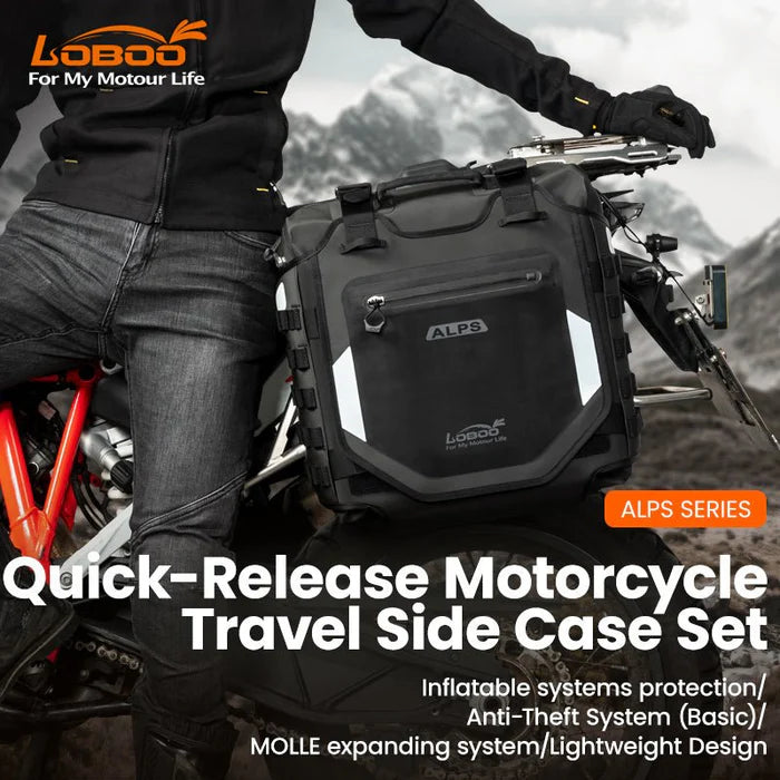 LOBOO ALPS INFLATABLLE WATERPROOF SIDE BAGS (23L/30L) | WITH ANTI THEFT LOCK