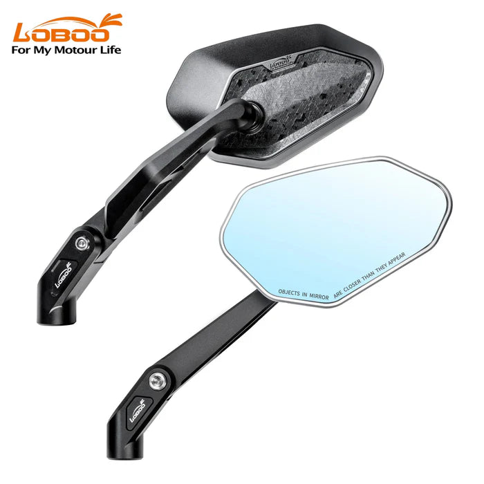 LOBOO RM03-LITE FOLDABLE ADV MIRROR | 1200R WIDE ANGLE & ANTI GLARE | UNIVERSAL FIT