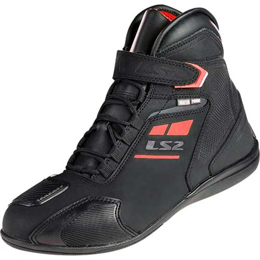 LS2 GARRA WATERPROOF BOOTS-Black / Hi-Viz Red