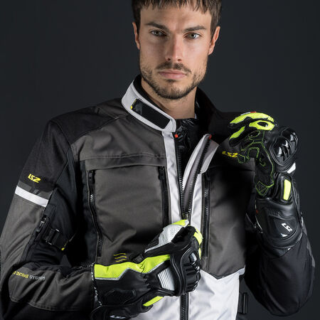 LS2 NORWAY WATERPROOF TOURING JACKET- BLACK WHITE FLUO YELLOW