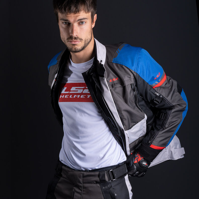 LS2 NORWAY WATERPROOF TOURING JACKET- BLUE WHITE