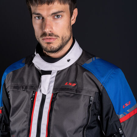 LS2 NORWAY WATERPROOF TOURING JACKET- BLUE WHITE