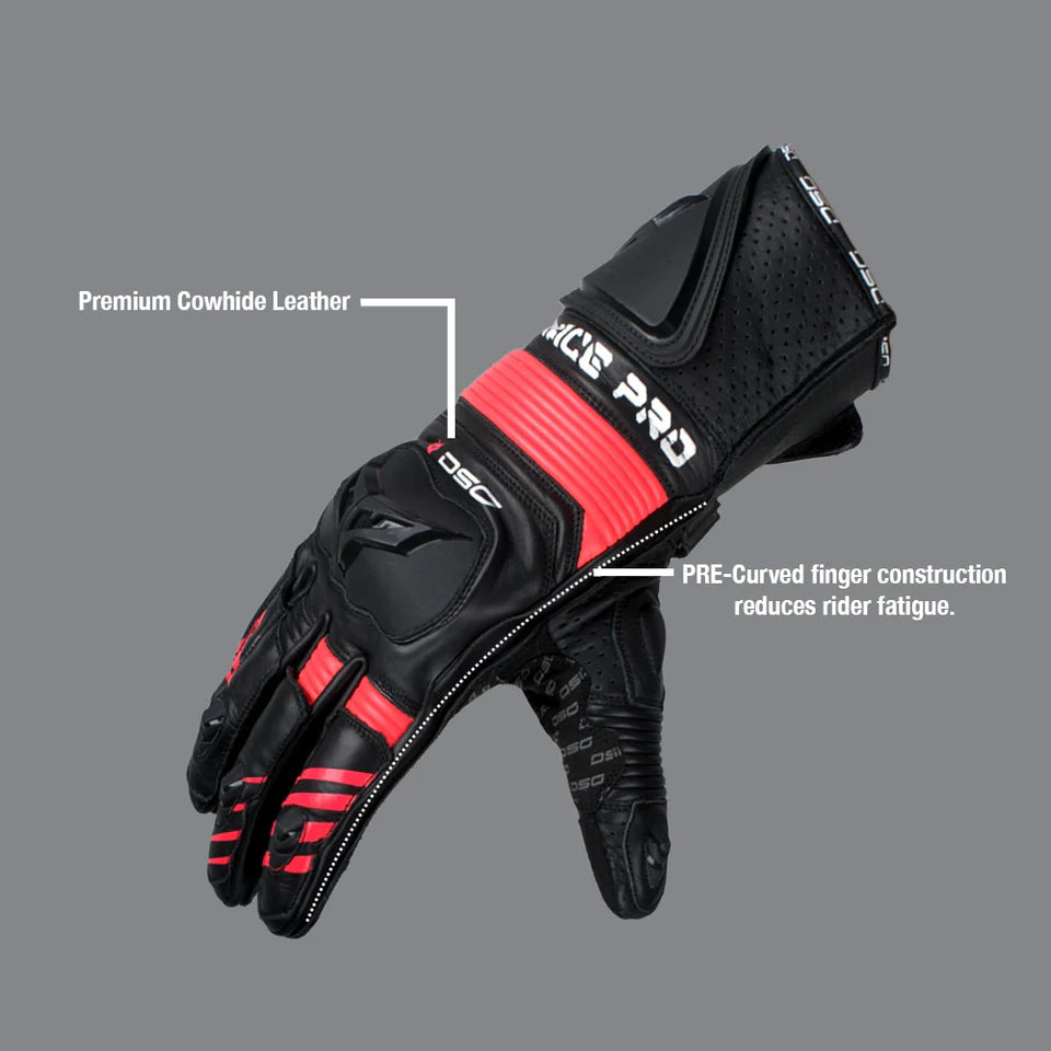 DSG RACE PRO SPORT GLOVES BLACK RED