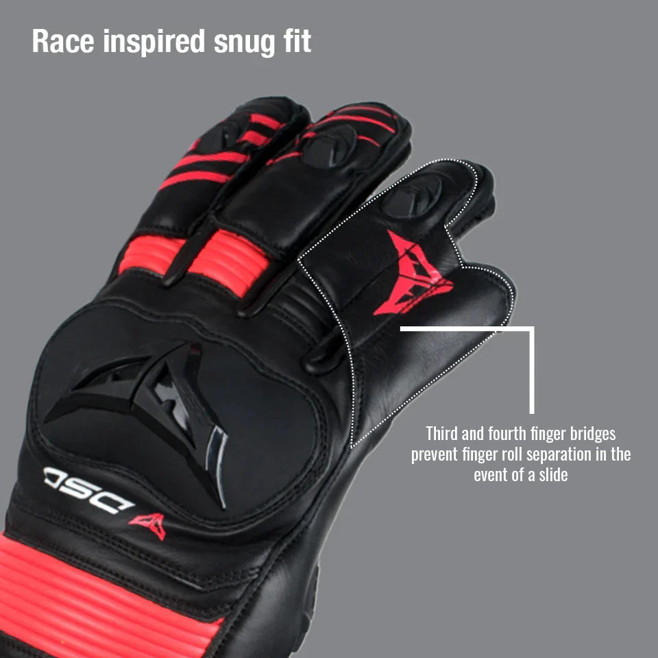 DSG RACE PRO SPORT GLOVES BLACK RED