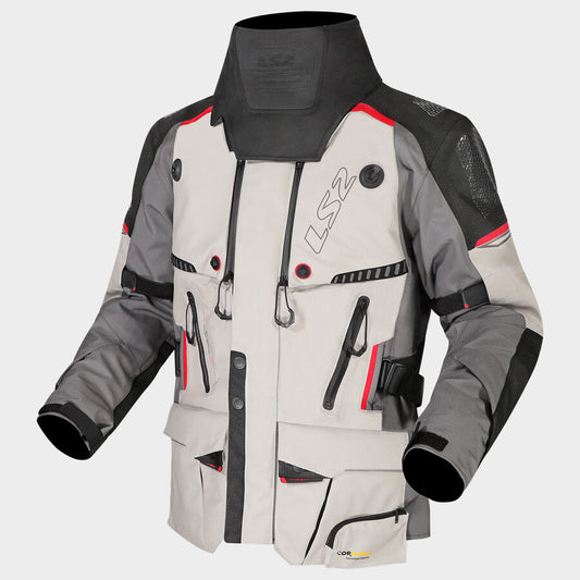 LS2 APOLLO MAN ALL WEATHER JACKET BLACK RED GREY